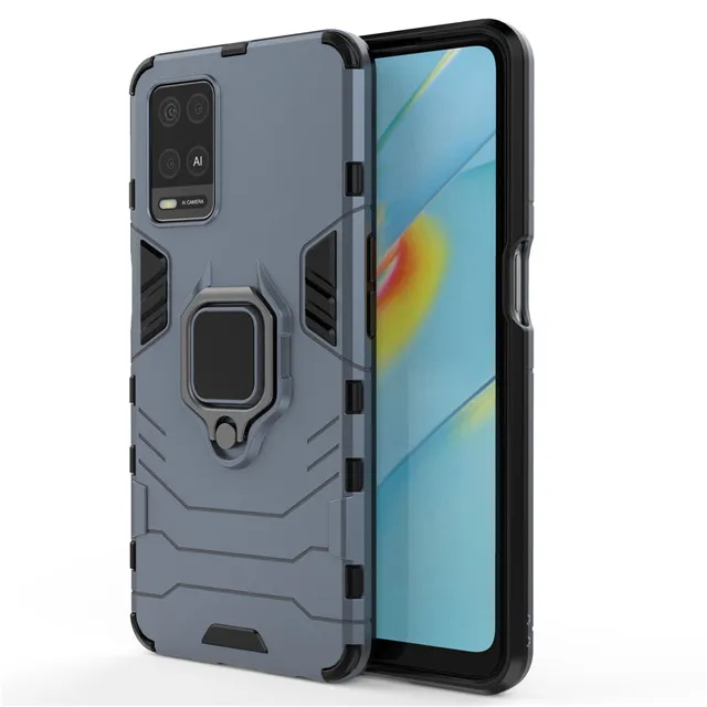 

Shockproof Armor Phone Case For OPPO A74 A54 4G Ring Stand 2 in 1 Funda anillo Back Cover, As photos