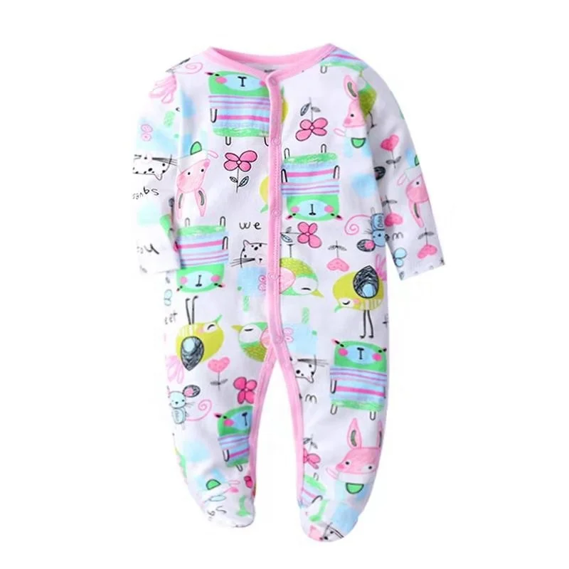 

Baby Clothes Newborn Toddler Infant Girls Boy Pajamas 0-12 Months Cute Cartoon Print Babies pajamas Romper, As picture shown