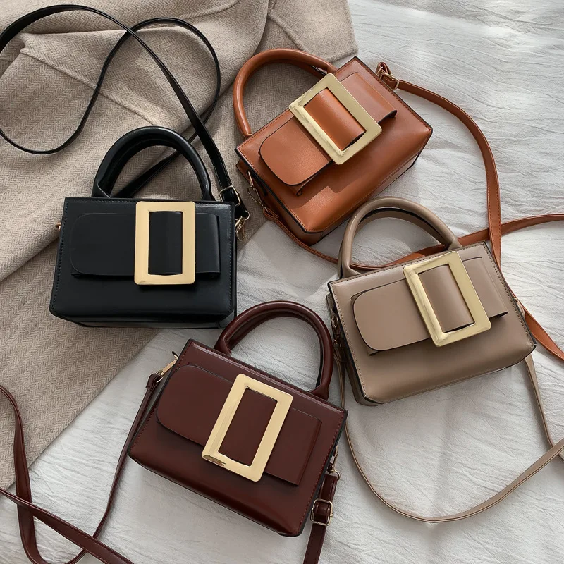 

New Retro Simple Mini Square Korean Fashion Leather Shoulder Crossbody Bag And Handbag For Women, Accept customizable color