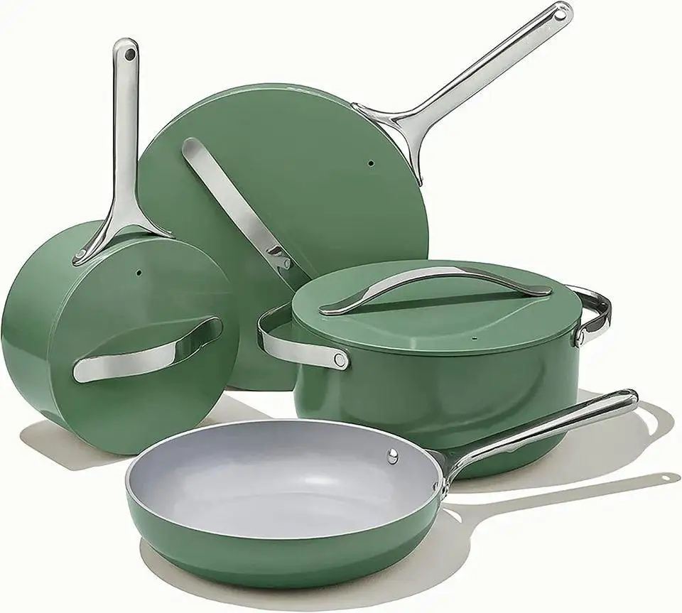 Carawayhome Manufacturer Wholesale Hot Sale 8pcs Nonstick Cookware Set Pots Pans Lids Kitchen Storage Oven Safe