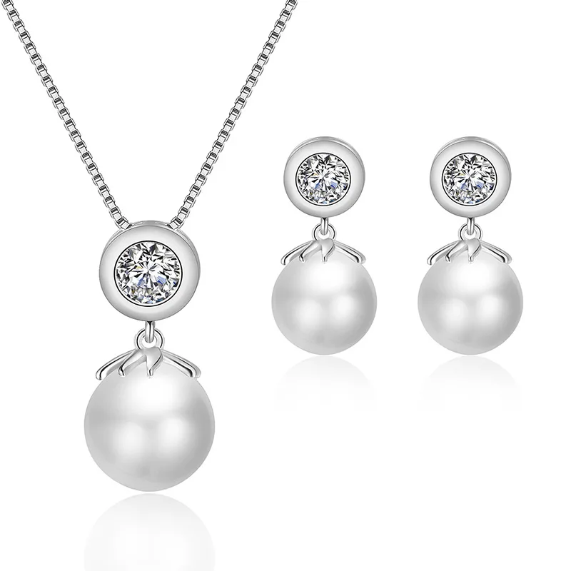 

Lvory Pearl Pendant Necklace and Dangle Earrings Set Wedding Bridal Jewelry Set Gifts for Women Girls Birthday Xmas