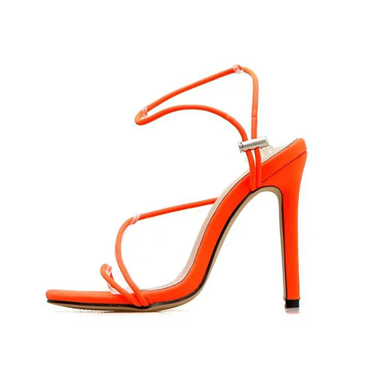 orange tie up heels