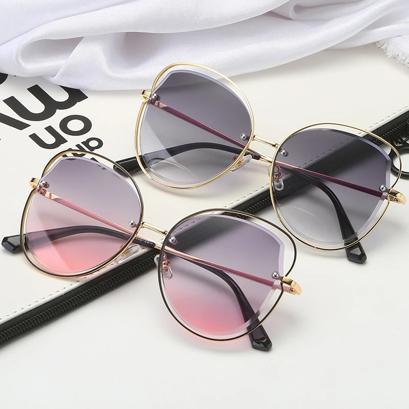 

Italy Design Luxury Cat Eye Sun glasses Butterfly Sunglasses Women Metal Frame Oculos Hollow Design Gafas de Sol de Marca, Custom colors