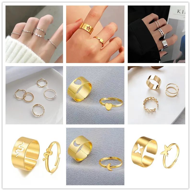 

Trendy Gold Butterfly Rings For Women Men Lover Couple Rings Set Friendship Engagement Wedding Open Rings N2203034, Picture