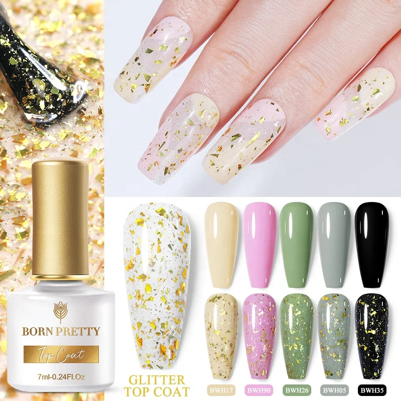 

BORN PRETTY 7ml Glitter Gel Nail Polish Sparkling Sequins Soak Off UV LED Top Coat Nail Gel Varnish