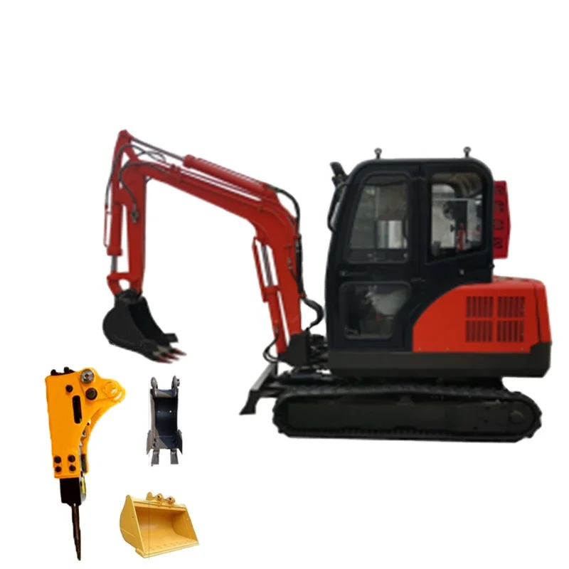 

Factory 3.5t 3ton 3.5ton Mini crawler hydraulic excavator bagger digger excavadora pelle with thumb jack breaker hammer for sale