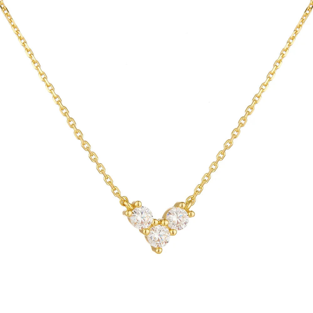 Fashion Pendant Necklaces 925 Sterling Silver Heart Zircon Diamond Necklace  Gold Plated Necklaces for Women