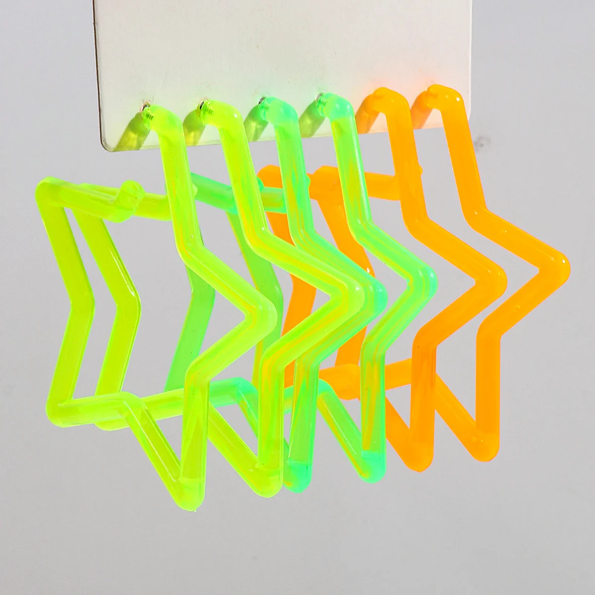 Wholesale Western Hot Neon Color Pentagram Hollow Pentagram fluorescent jewelry 3 pairs/set acrylic Hoop earrings for women