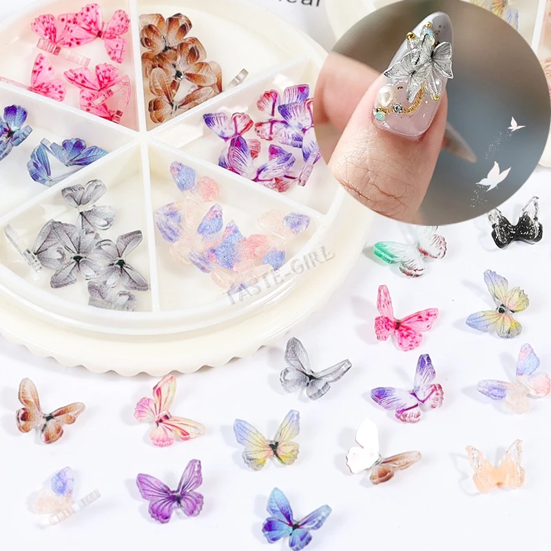 

30 PCS/Wheel 3D AB Colorful Butterfly Charm Nail Art Rhinestones Decoration Pixie Ornaments Other Nail Art, Picture