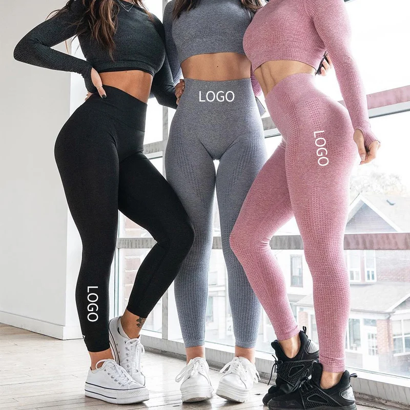 

Custom Logo 2020 Yoga Pants Women Fitness Pink Black Scrunch Butt High Waisted Premium Sports Seamless Leggings