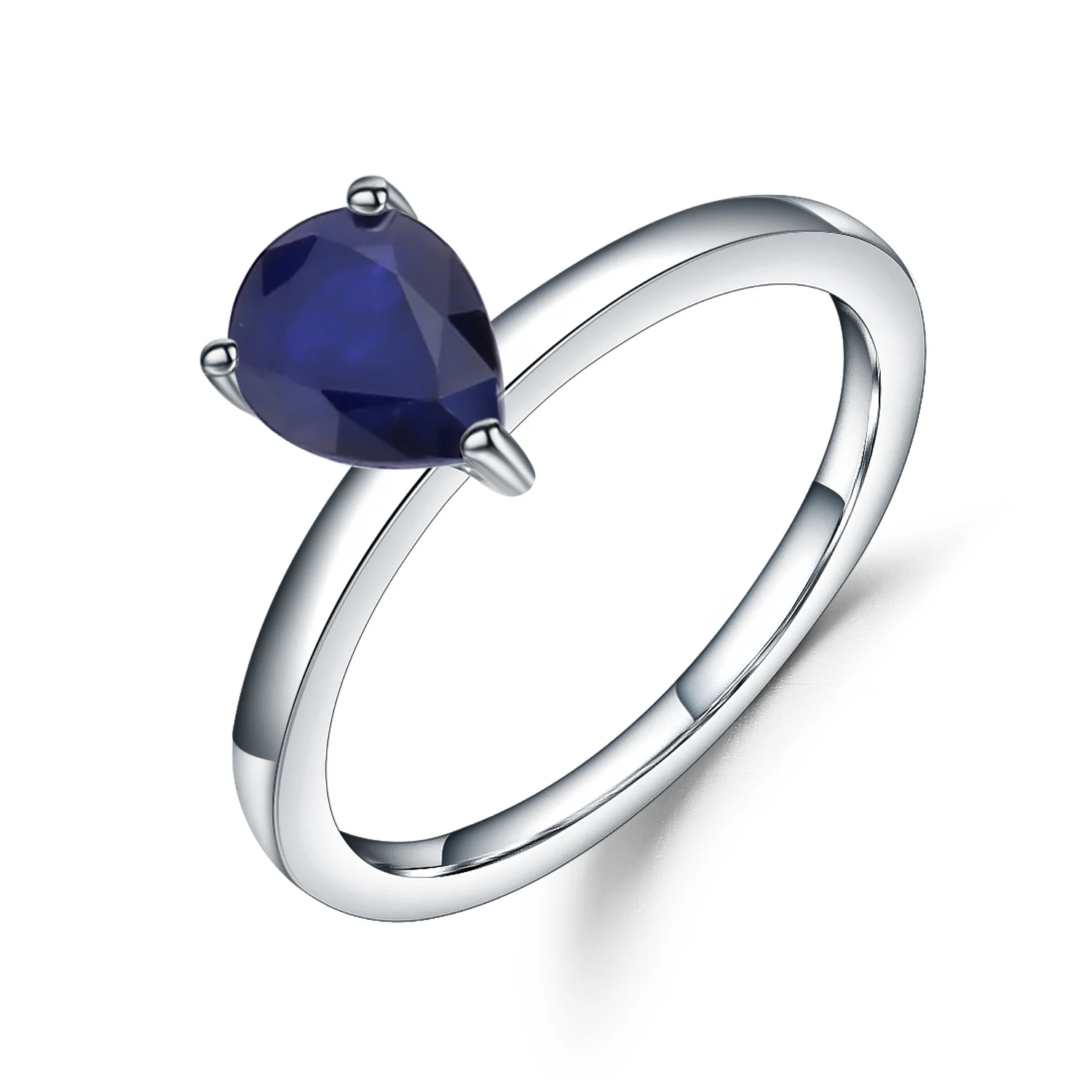 

Abiding Natural Blue Sapphire Water Drop Gemstone Wedding Rings Women Fashion Promise Engagement 925 Sterling Silver Ring