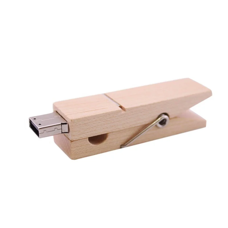 

Bamboo Gift Box Custom Logo Wholesale Thumb Drive Clip Shape Wooden USB Flash Memory Stick
