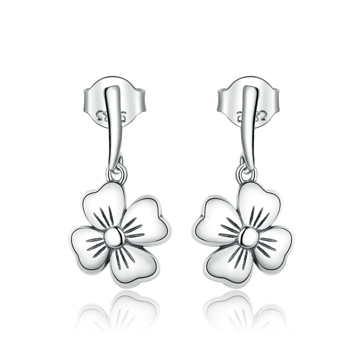 

Factory price jewelry lucky clover 925 silver drop earring