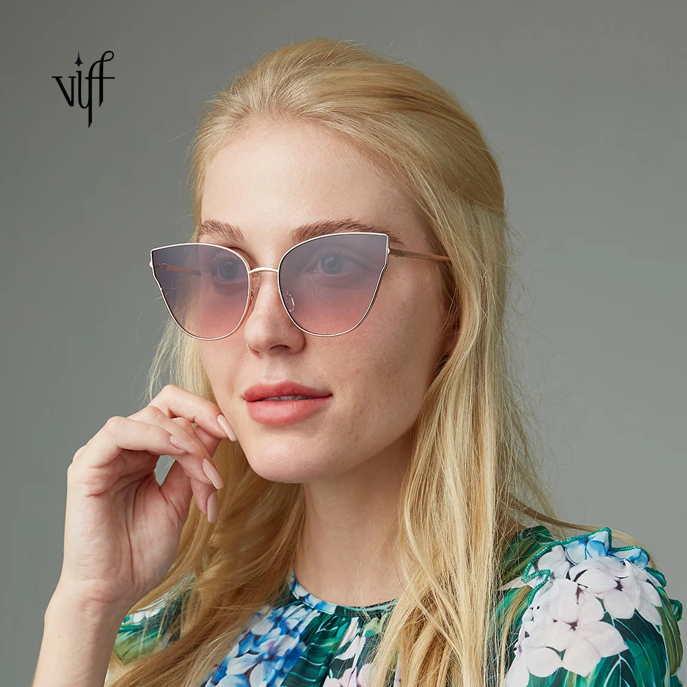 

VIFF HM19374 Attractive Fashion Shades Gafas de Sol Metal Frame Custom Logo Oversized cat eye Sunglasses