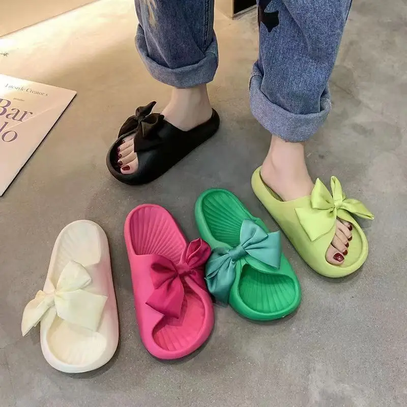 

New style bow slippers summer slippers women's household outdoor wear women's casual flat slippers