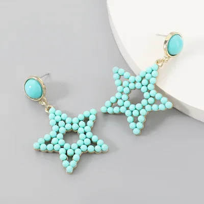 

New Fashion Colorful Seed Beads Star Drop Earrings Seed Beaded Star Earring For Girls