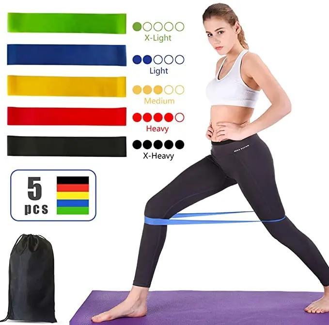 LangChi High Quality Exercise Mini Latex Yoga Custom Printed Logo Resistance Band Set/ Loop Fitness Resistance Bands