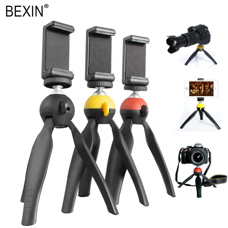 

BEXIN Lightweight Portable Desktop flexible dslr slr camera phone tabletop mini selfie stick tripod for iphone cell phone, Black, red, yellow