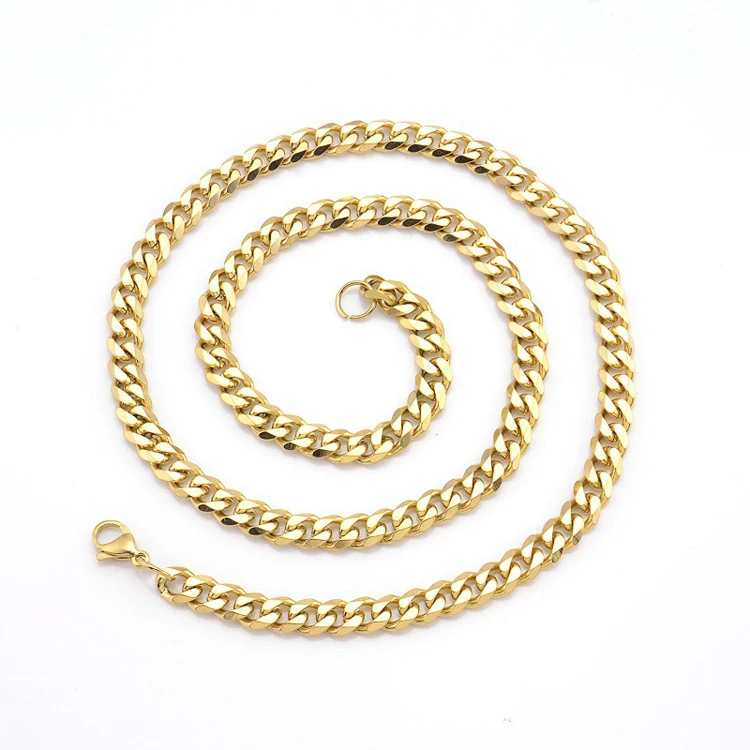 

Wholesale 1mm Iron Chain 14k Gold Plated Real Cuban Link Chain Men Necklace