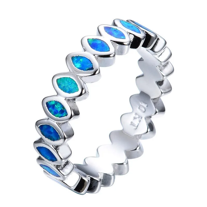 

2020 New Arrival Simple Design Horse Eye Shape Opal Ring Simple Oval Opal Band Ring For Women Girls