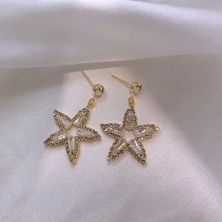 

Senior feeling gold cross zircon earrings