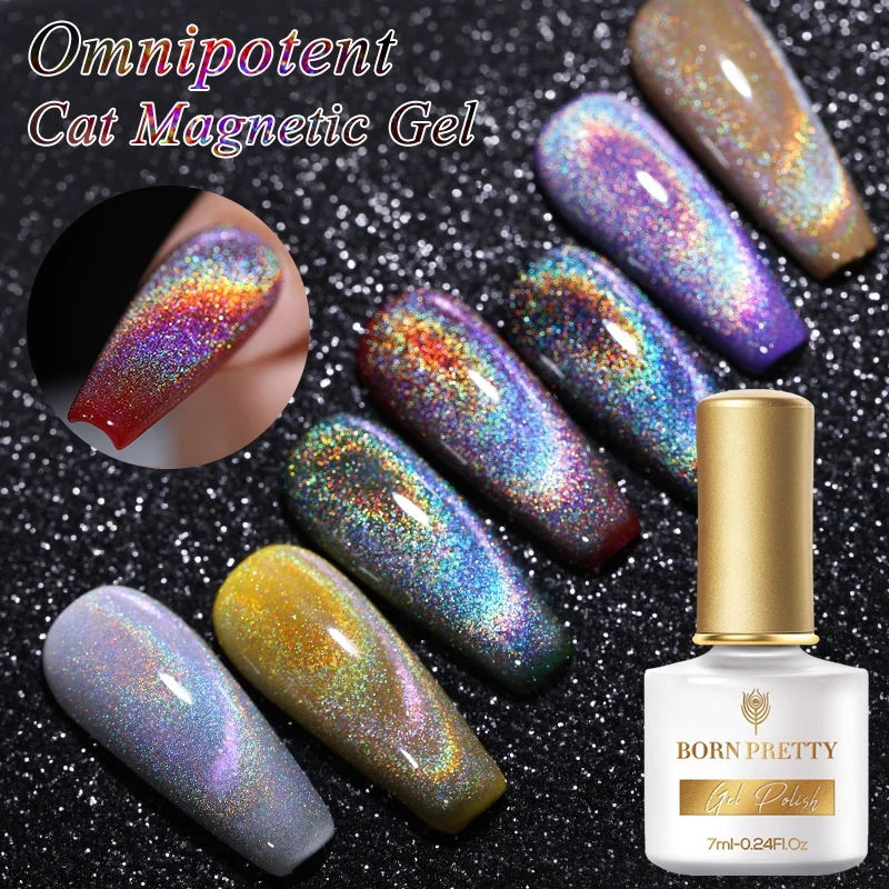 

BORN PRETTY Newest Laser Rainbow Cat Eye Gel Soak Off UV Gel Polish for Nails Cat Eye Nail Gel Polish