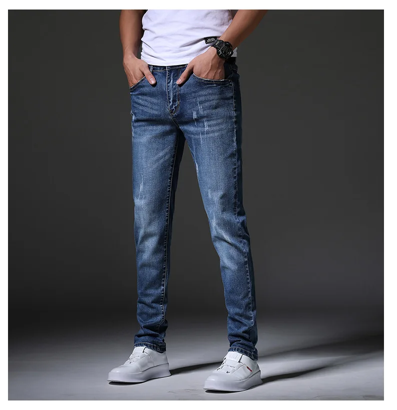 

Trendy high quality simple straight denim jeans men's casual pants straight jeans for men