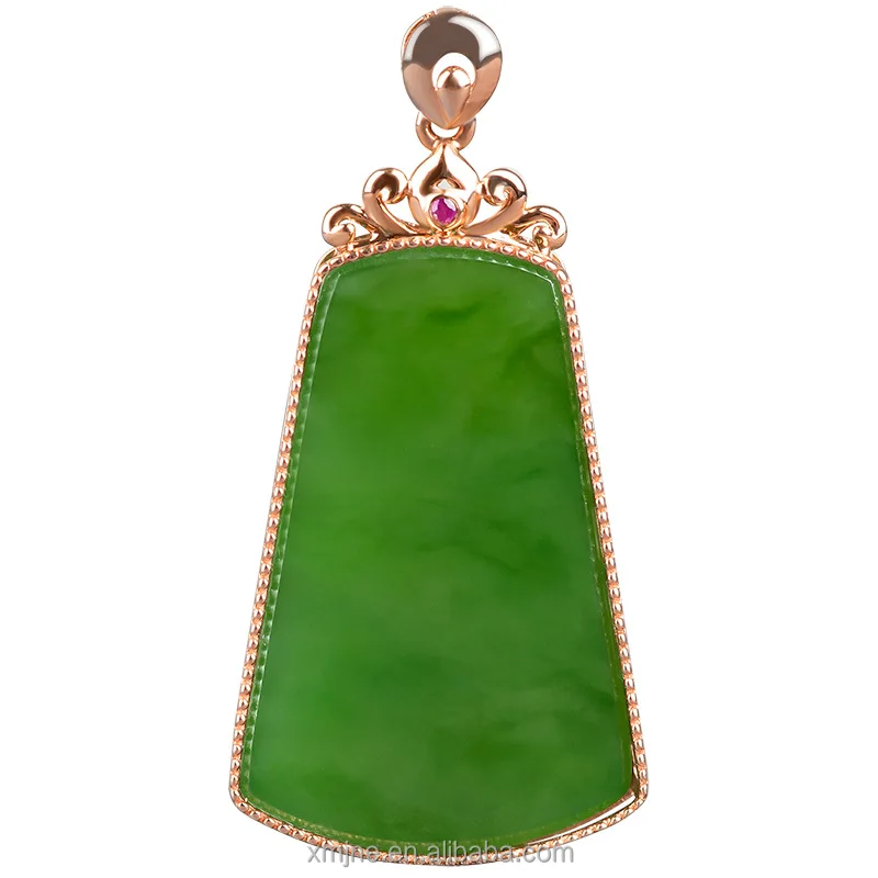 

Certified Grade A Spinach Green Hetian Jade Green Jade Lucky Pendant 18K Gold Natural Jade Pendant Necklace For Men And Women