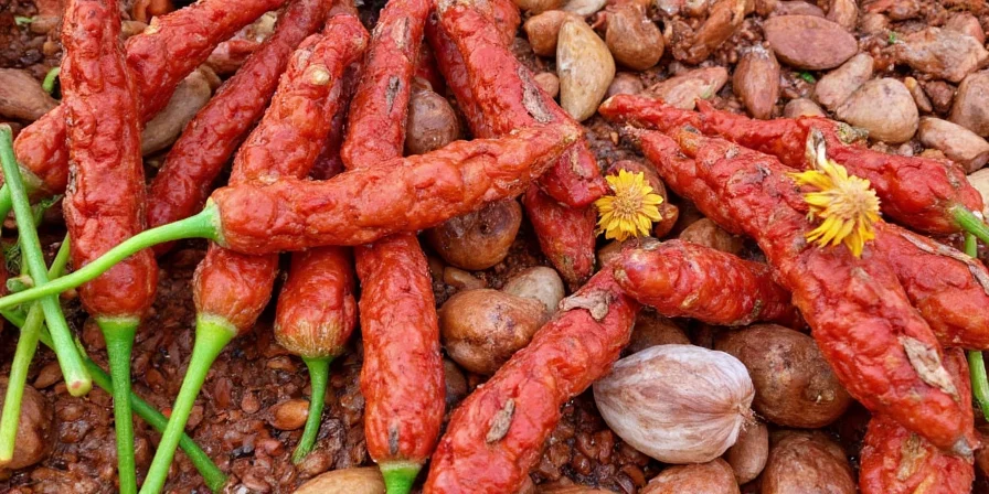 A vibrant spice garden full of herbs and peppers