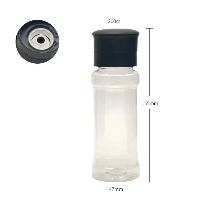 

200ml Round plastic Bottle With Plastic Ceramic Core Lid Pepper Salt Sugar Herb Spice Grinder Mill