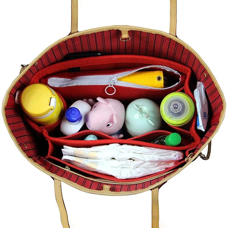 

Felt Insert bag Organizer for Makeup Cosmetic Storage Organizer, Red