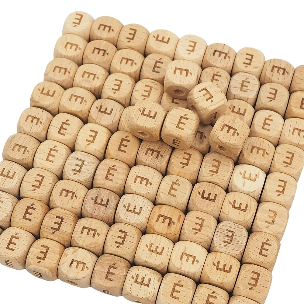 

Wholesale 12mm Square Shape Beech Wood Necklace Accessory DIY Jewelry Beads Wood Letter Beads