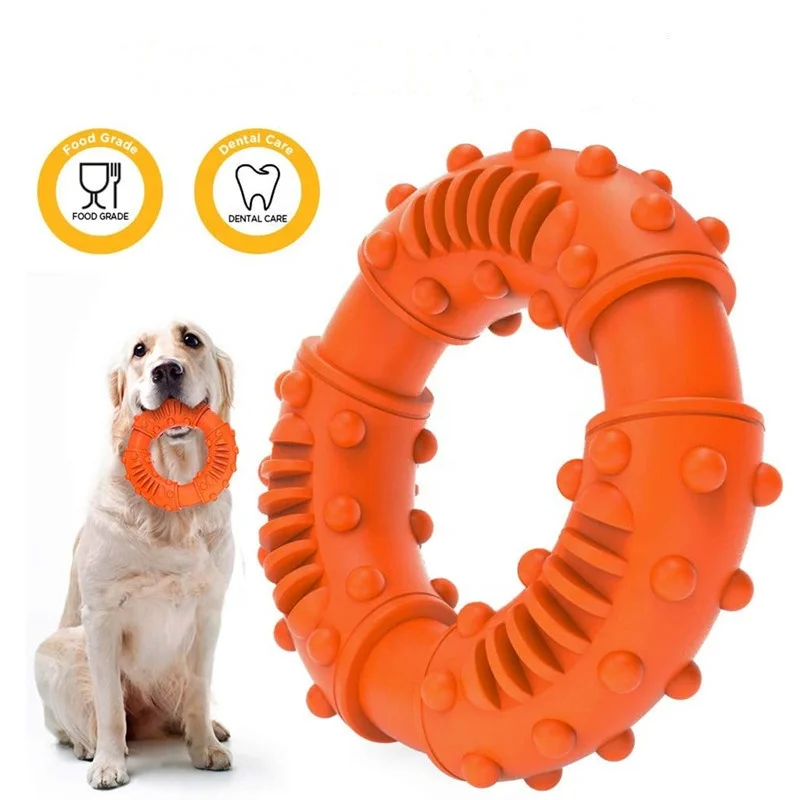 

High Quality Durable Bite Resistant Rubber Dog Chew Teeth-brush Training Grinding Ring Pet Dog Toys, Green/pink/purple/blue/orange