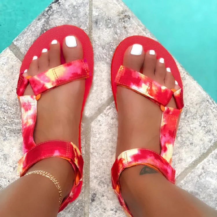 

Factory Outlet Ladies Summer Sandals Red Open Toe Hollow Ankle Strap Ladies Sandals 2021