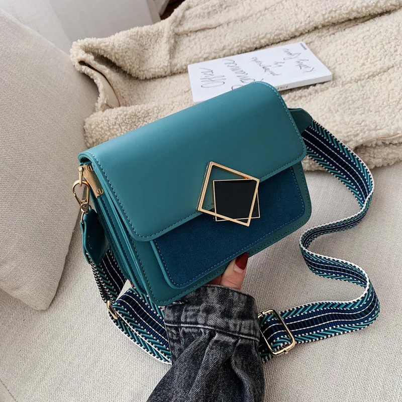 

Fashion bag female 2023 BAGS pattern texture oblique crossbag wide shoulder strap shoulder small square bag