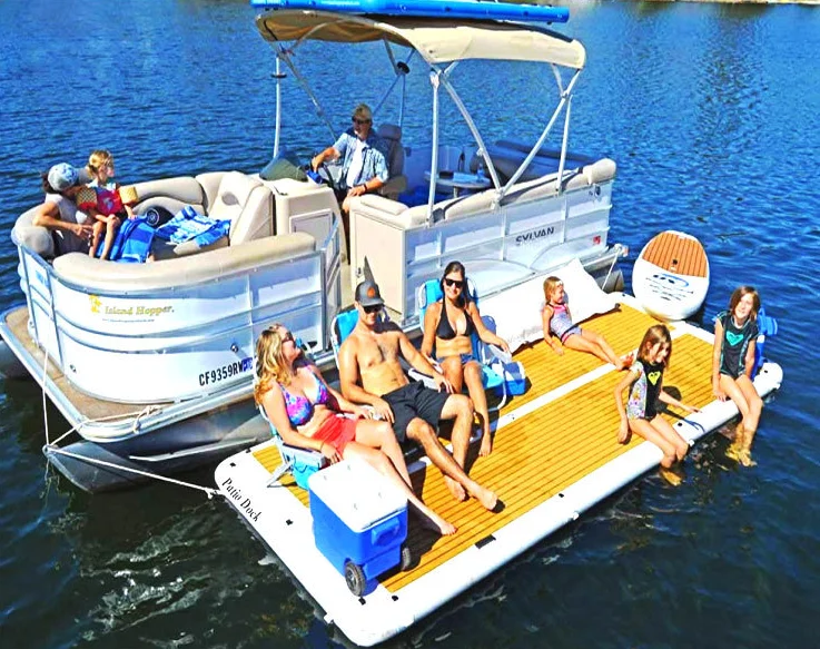 

Wholesale Customized Size Drop Stitch Teak Eva Inflatable Water Floating Platform