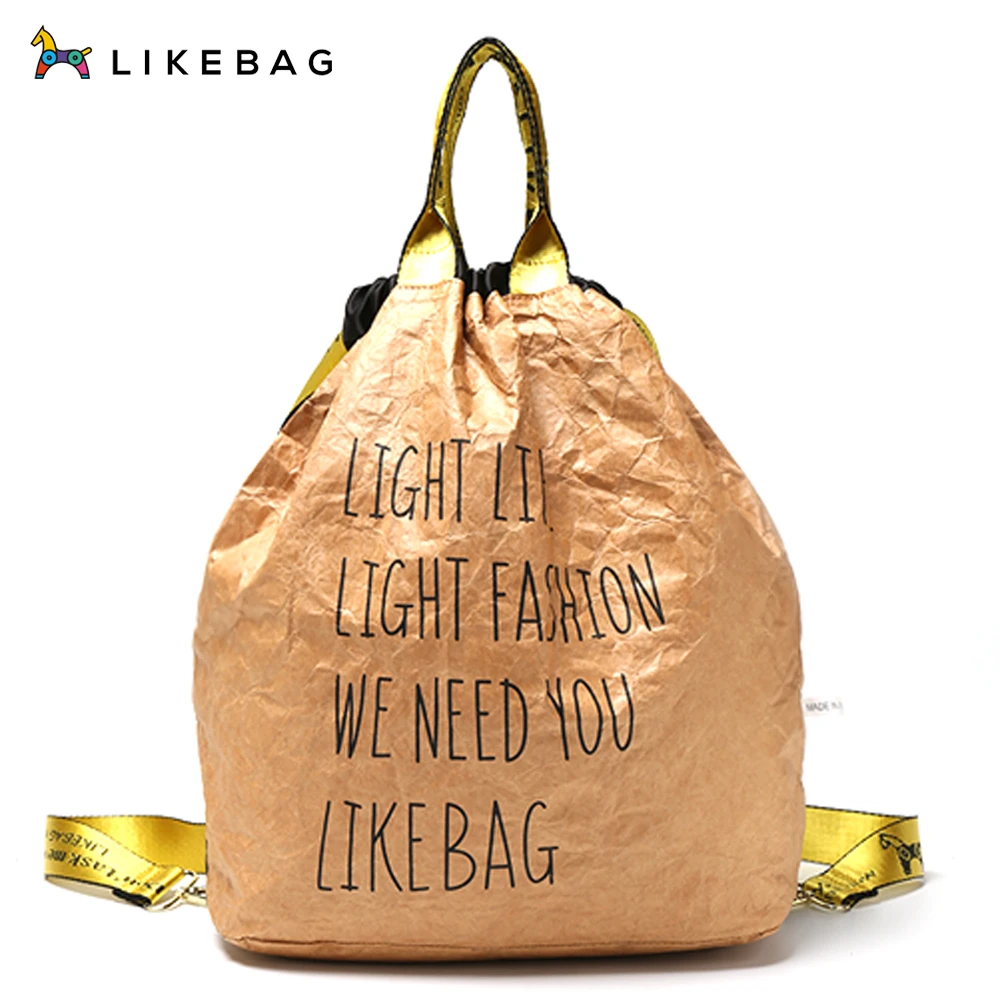 

LIKEBAG Original Double Side Backpack Kraft Paper Backpack for Women