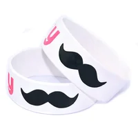 

good price fashion gift debossed black Moustache white silicon bracelet for custom wrist bands logo advertisement wristband