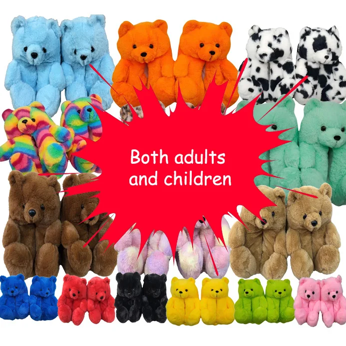 

womens teddy bear slippers for men women girls kids drop shipping vendor