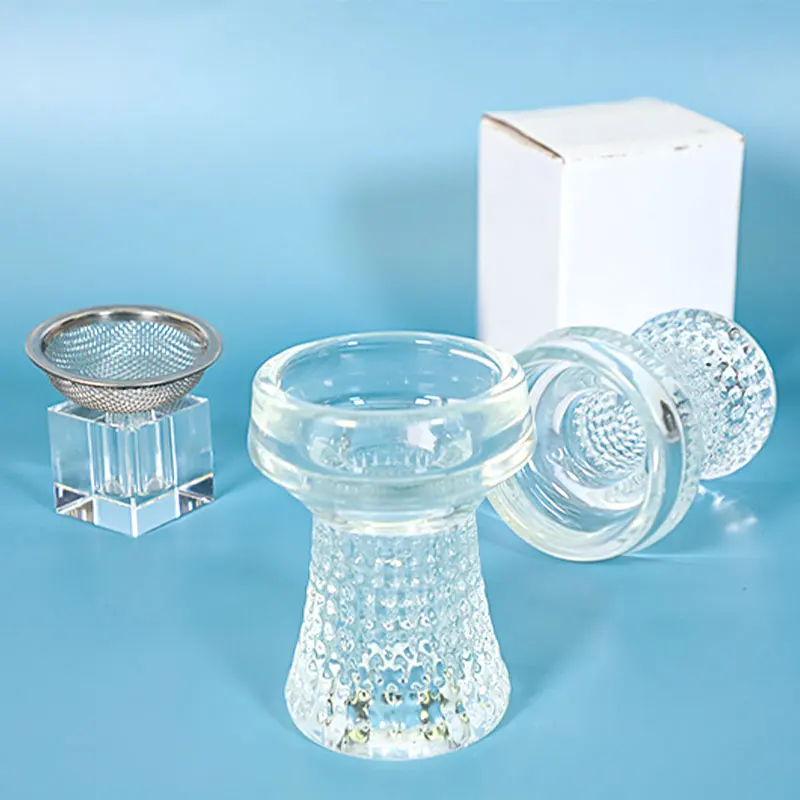 

UKETA reusable hookah accessories male hookah bowl glass hookah bowl head with filter screen, Transparent