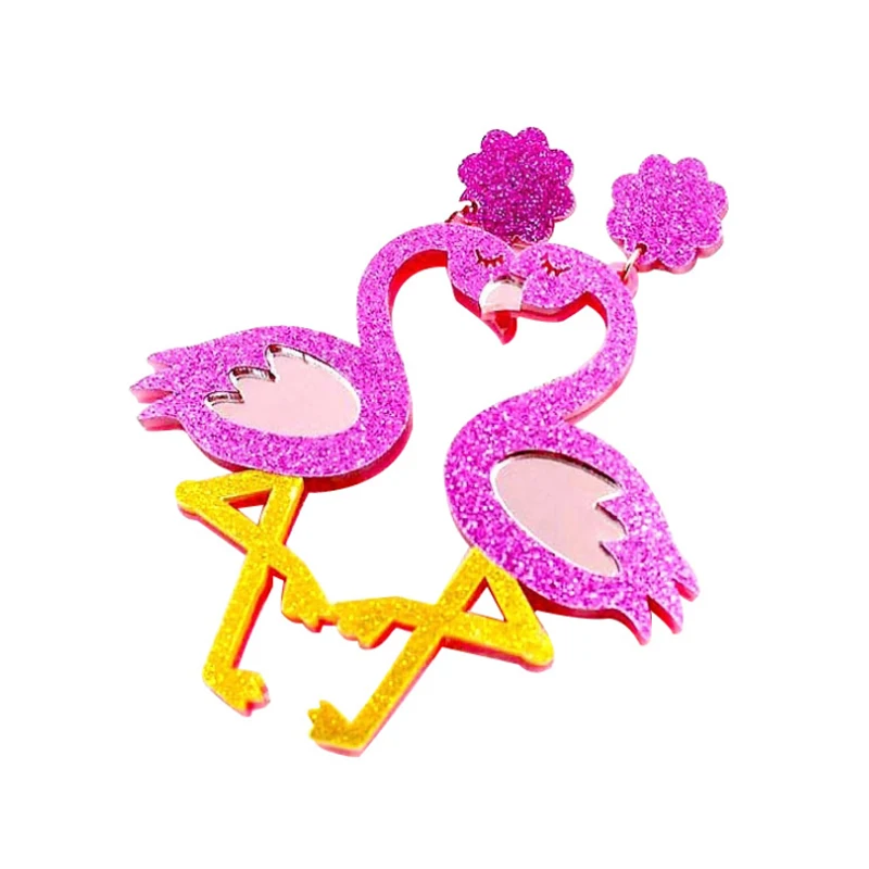 

HP012 70mm Flamingo Earrings Acrylic Dangle Earrings Rainbow Animal Acrylic Earrings, Picture