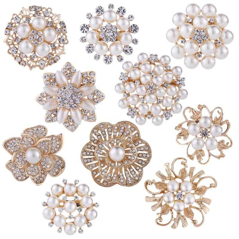 

Brooch Pin Channel Designer Rhinestone Pearl Crystal Luxury Flower Brooches Women, Custom color