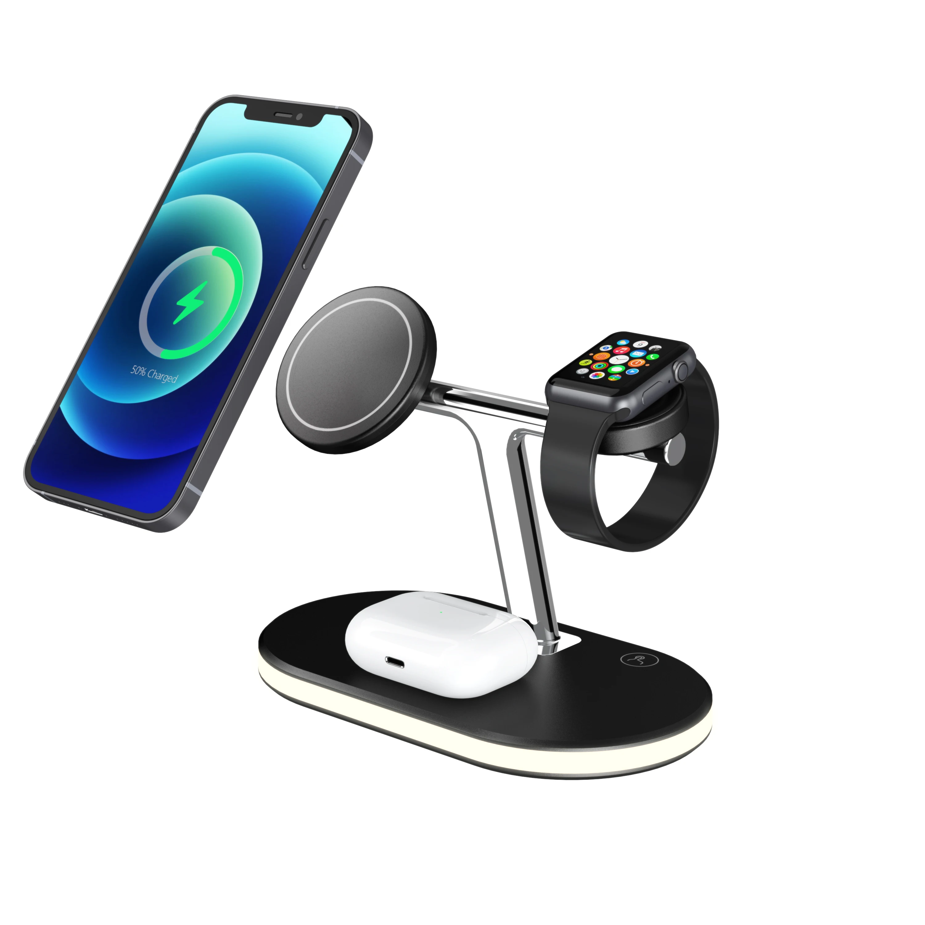 

Led Fantasy Multifunction Cell Phone Holder Stand 10W Quick Magnet Charging Station 15W Qi Fast 3 In 1 Magnetic Wireless Charger
