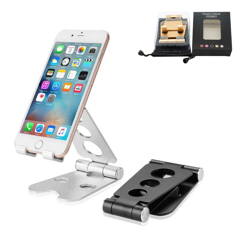 

Wholesale Cell Phone Stand Holder Aluminum Mobile Phone Stand Tablet For Desktop, Silver, black, gold and rose golld
