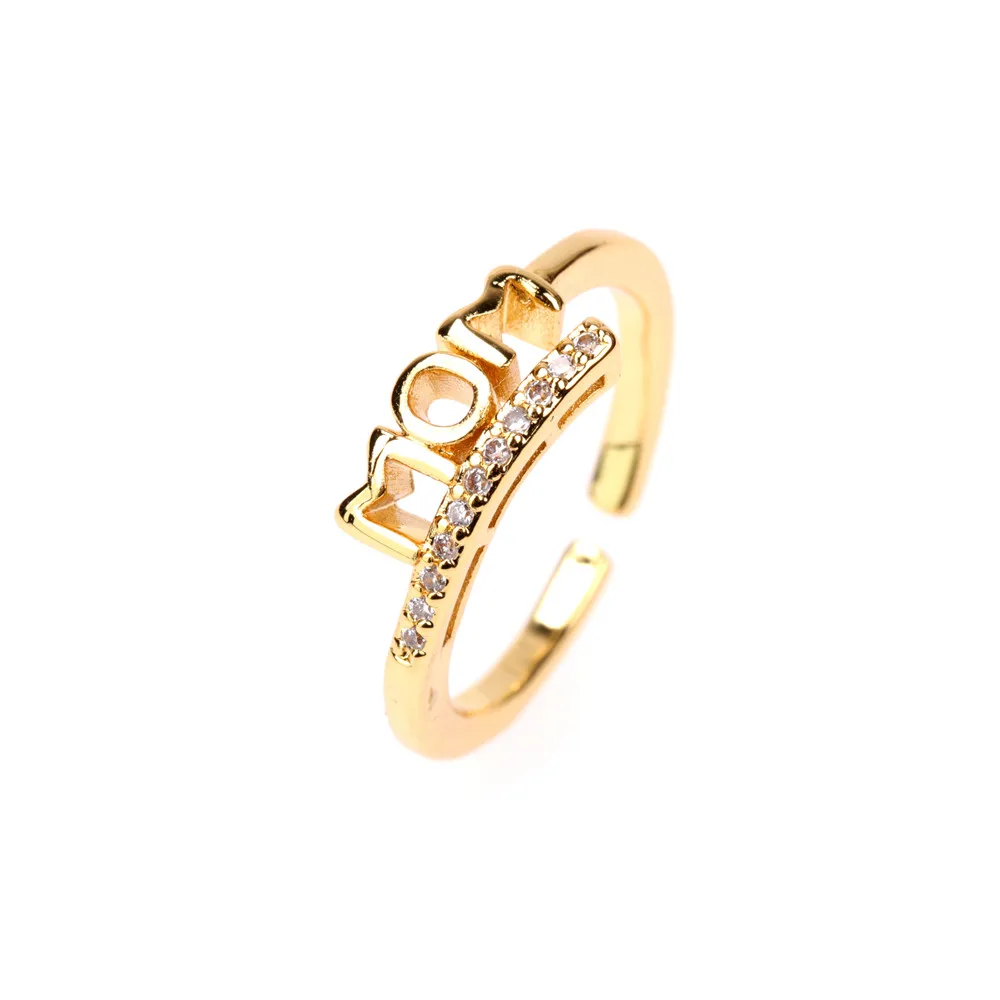 

2021 Sailing Jewelry Gold Plated MOM Alphabet Open Rings Gold Filled Letter Mom Ring Mothers Day Gift Rings, 18k gold plated