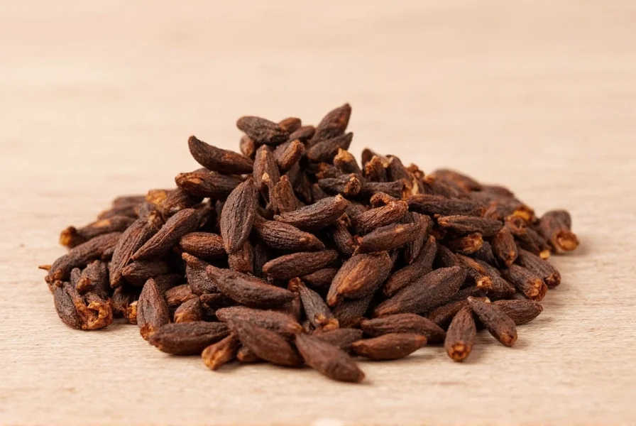Dried cloves arranged with common kitchen spices for comparison