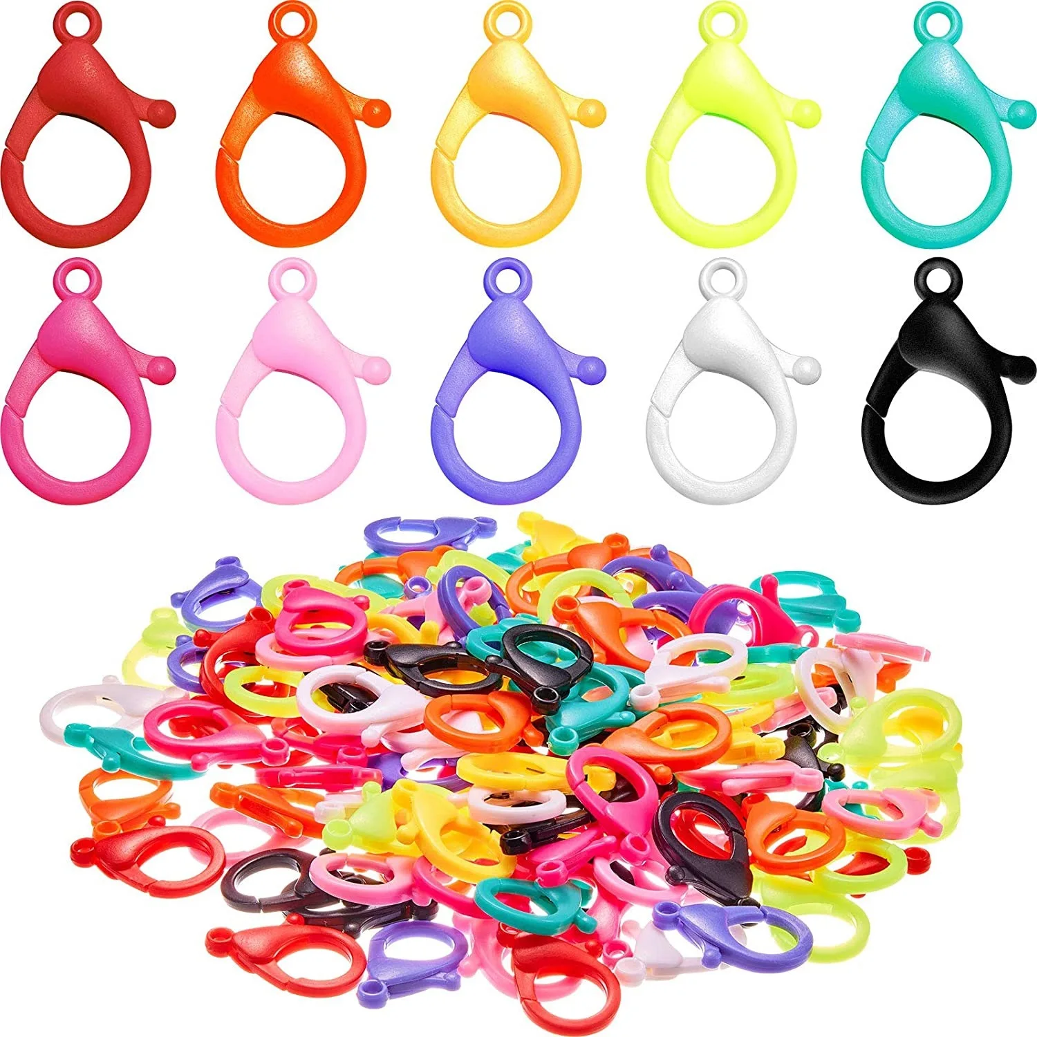 

green transparent 100pcs per lot diy 35mm colorful big plastic lobster clasp for jewelry necklace