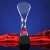Black cube pedestal iucency crystal trophy, laser cutting crystal trophy apply to enterprise awards