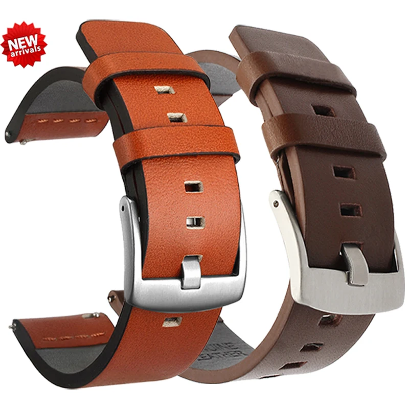 

20mm 22mm Watch band Quick release Leather Strap for Samsung Galaxy Watch 3 Active2 40 44mm huawei watch gt 2 WatchBand 18 24mm