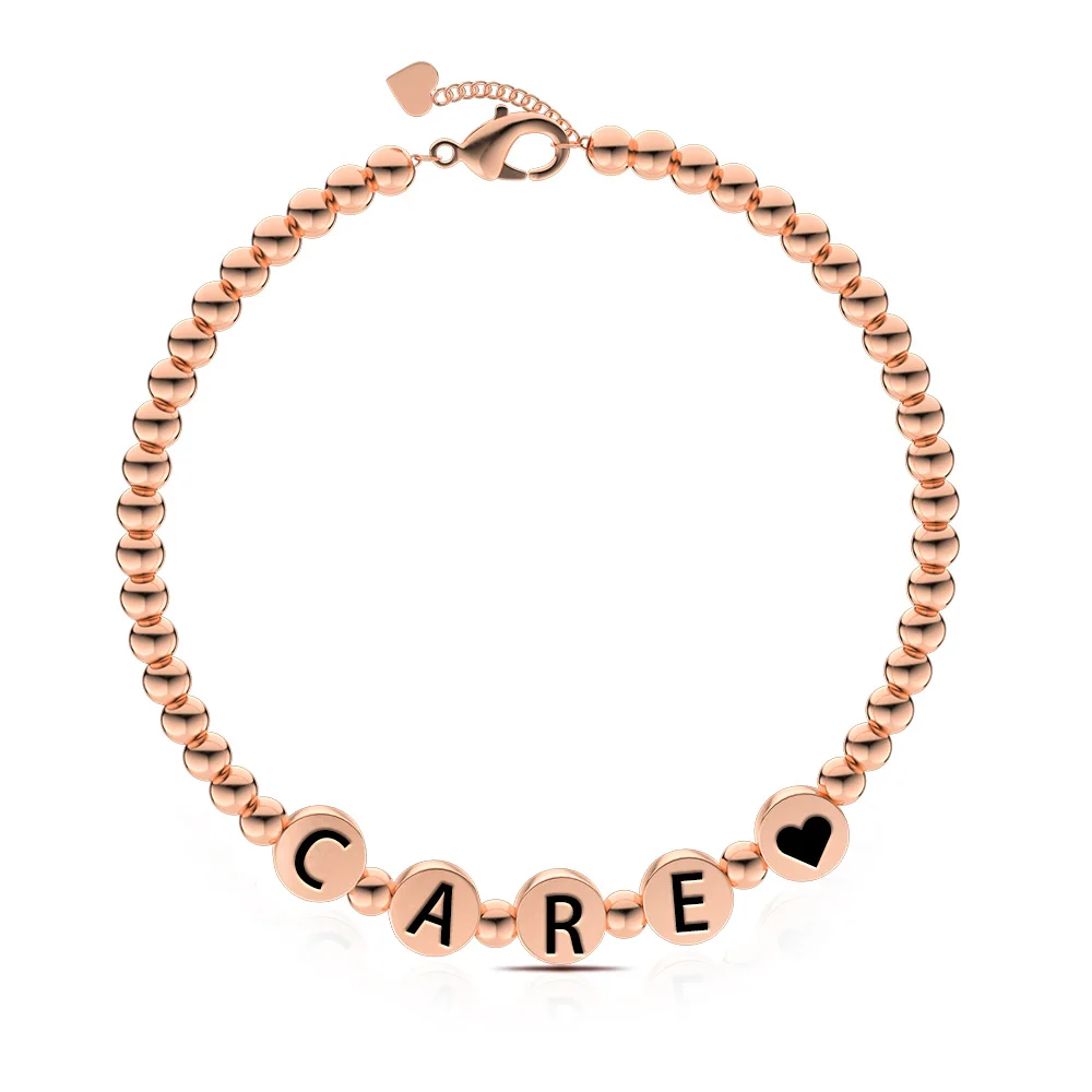 

2020 Women Charm Letters Adjustable Tiny Seed Stretch Chain Friendship Metal Bead Bracelets Jewelry